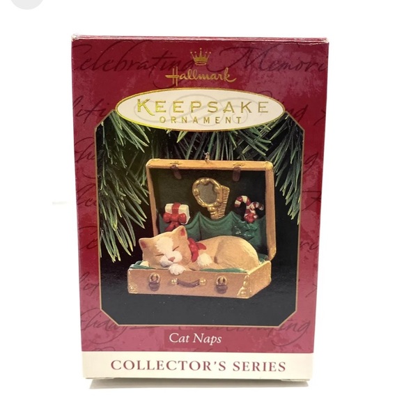 Vintage Hallmark Christmas Ornament 1997 Holiday Keepsakes Cats Naps Kitten Red main image 2